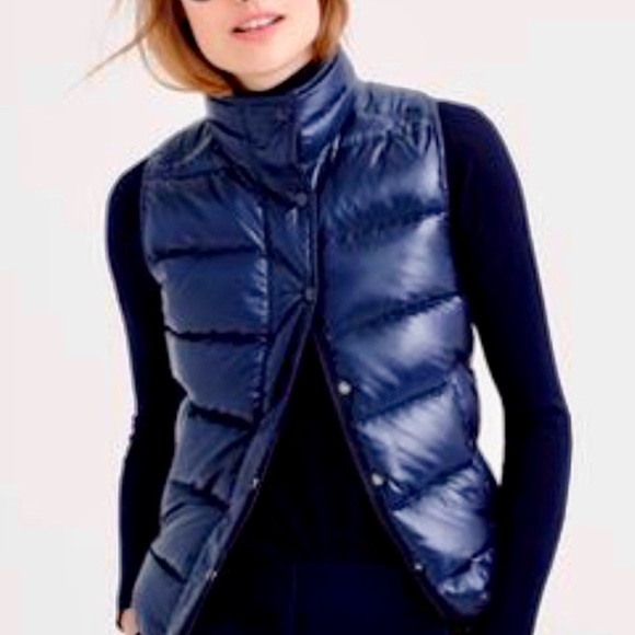 J Crew Midnight Navy Shiny Down Vest - Picture 4 of 5